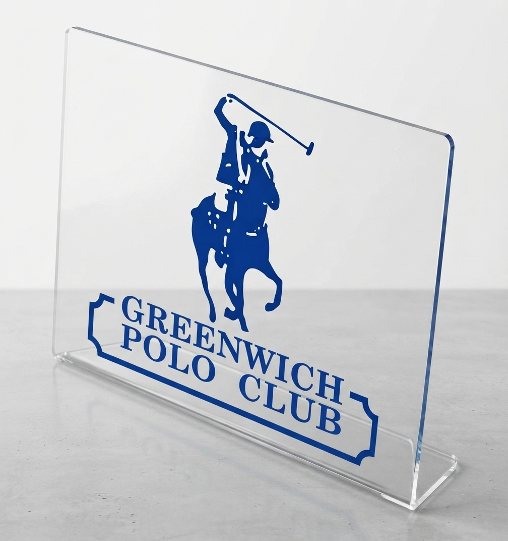 display da vetrina in plexiglass personalizzato con stampa